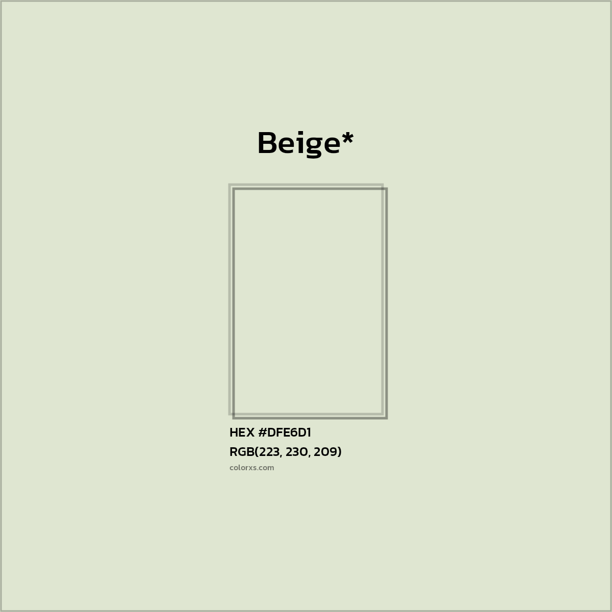 #DFE6D1 hex color. RGB, RYB, CMYK, HSL, HSV codes and color conversions. Matching color names, palettes, paints.