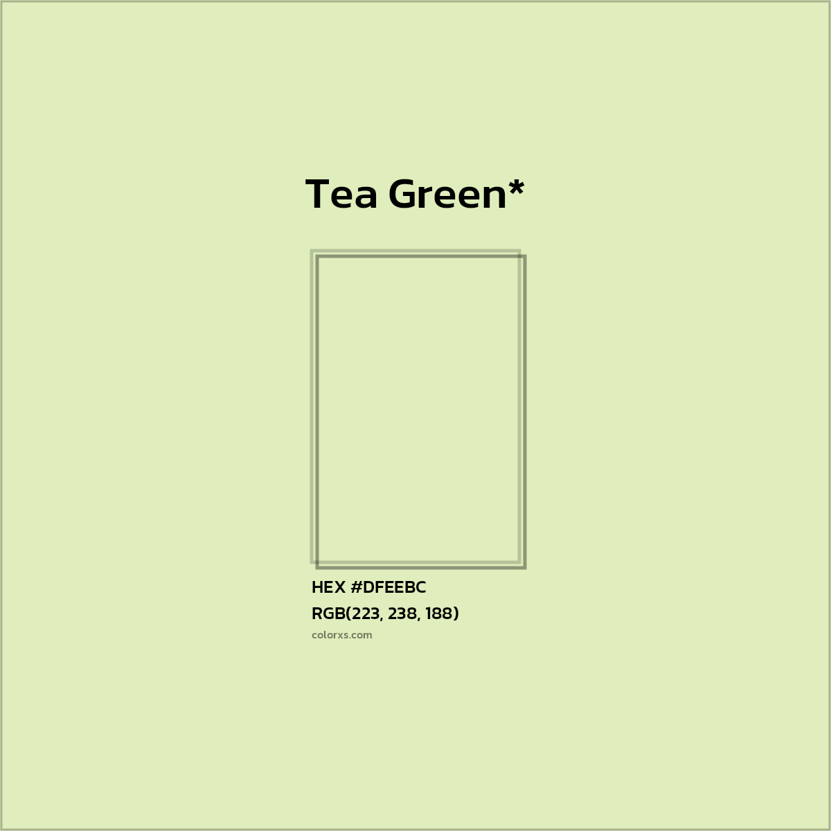 #DFEEBC hex color. RGB, RYB, CMYK, HSL, HSV codes and color conversions. Matching color names, palettes, paints.