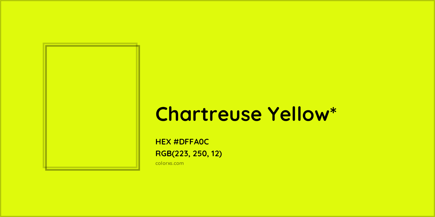 #DFFA0C hex color. RGB, RYB, CMYK, HSL, HSV codes and color conversions. Matching color names, palettes, paints.