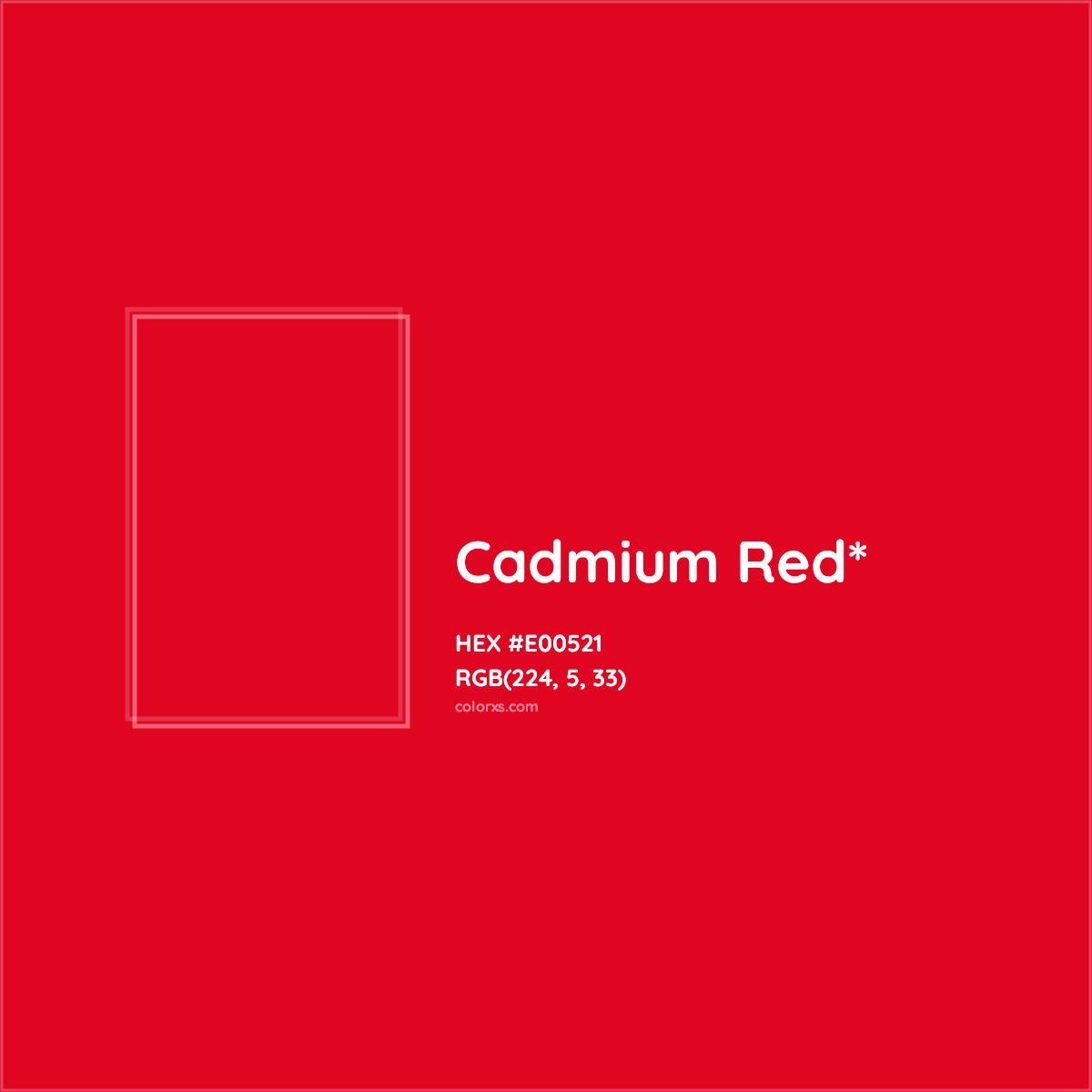 #E00521 hex color. RGB, RYB, CMYK, HSL, HSV codes and color conversions. Matching color names, palettes, paints.