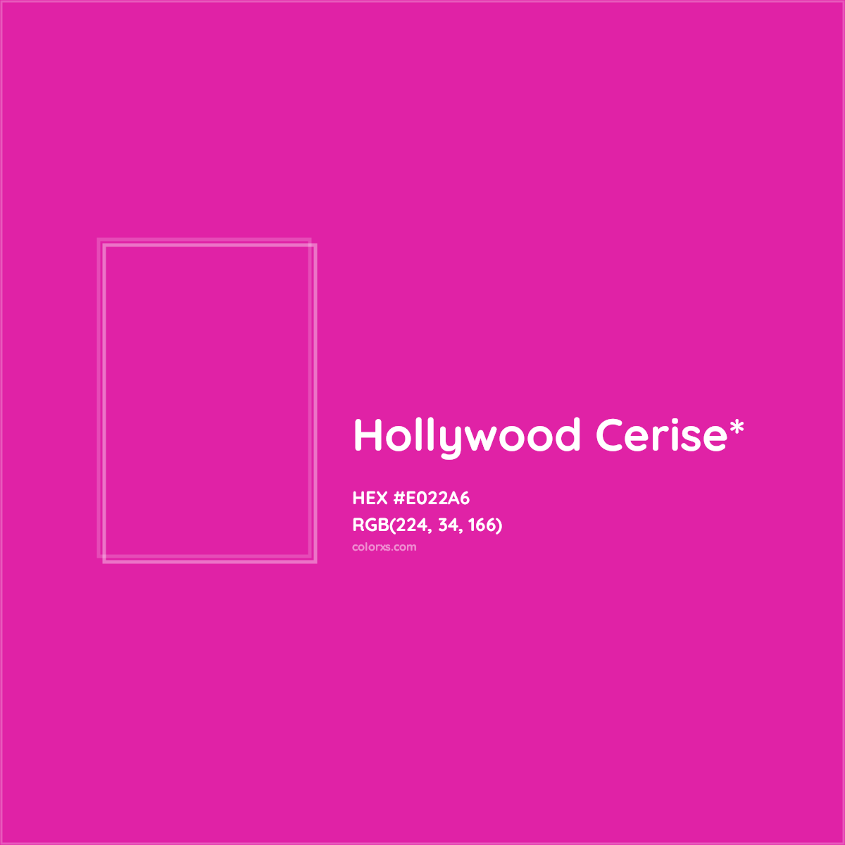 #E022A6 hex color. RGB, RYB, CMYK, HSL, HSV codes and color conversions. Matching color names, palettes, paints.