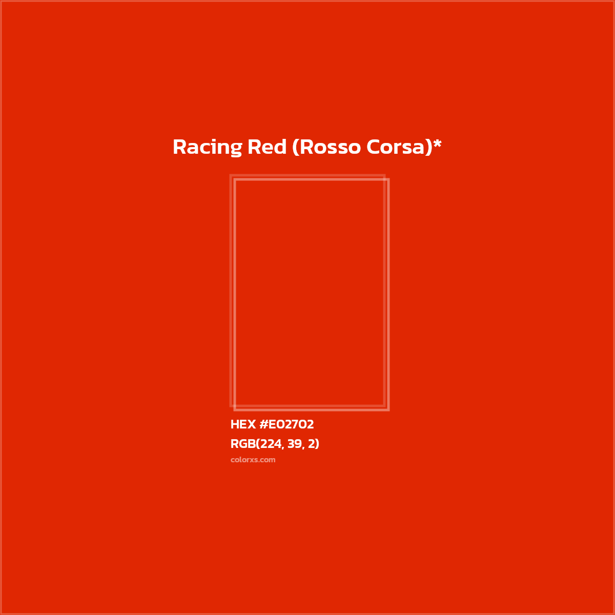 #E02702 hex color. RGB, RYB, CMYK, HSL, HSV codes and color conversions. Matching color names, palettes, paints.