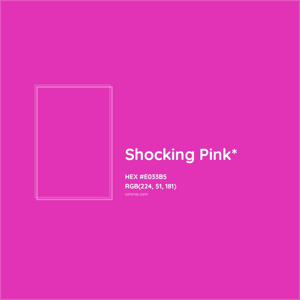 #E033B5 hex color. RGB, RYB, CMYK, HSL, HSV codes and color conversions. Matching color names, palettes, paints.