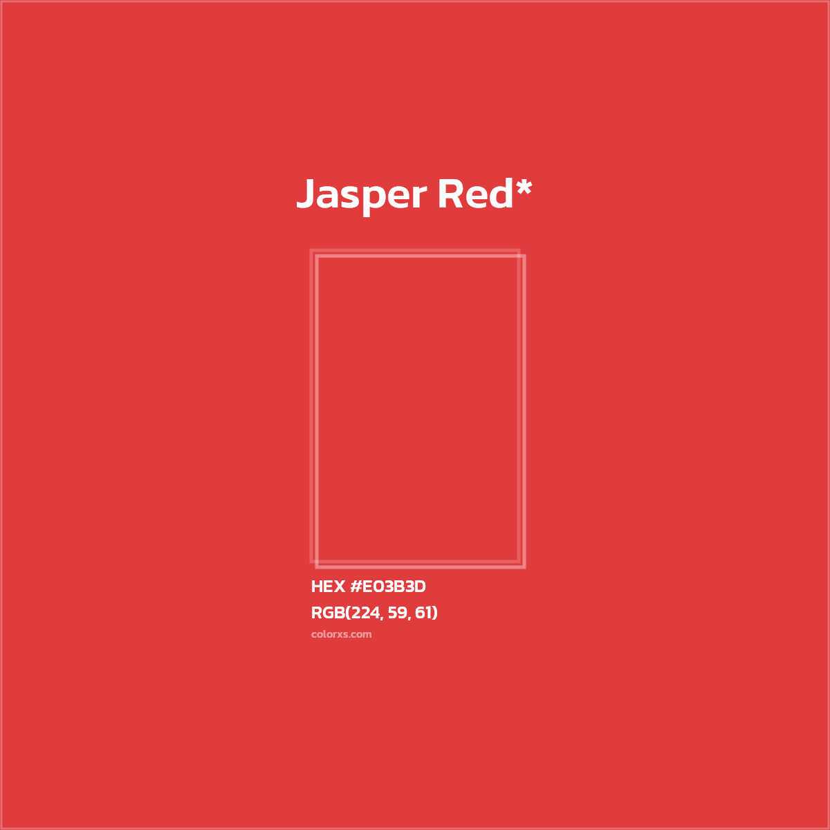 #E03B3D hex color. RGB, RYB, CMYK, HSL, HSV codes and color conversions. Matching color names, palettes, paints.