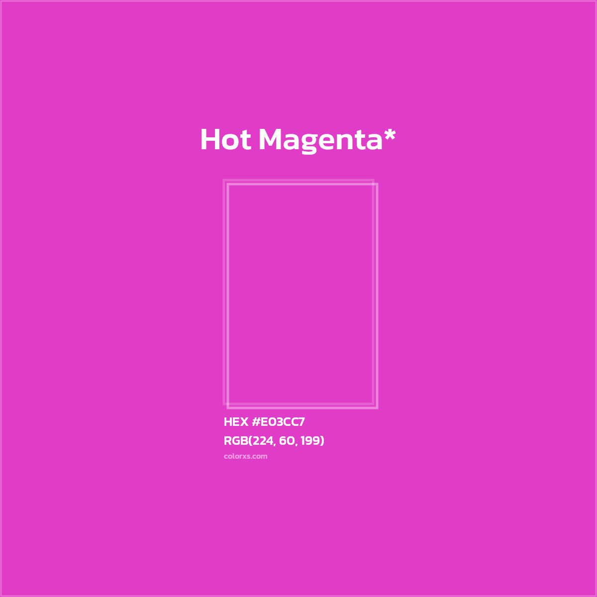 #E03CC7 hex color. RGB, RYB, CMYK, HSL, HSV codes and color conversions. Matching color names, palettes, paints.