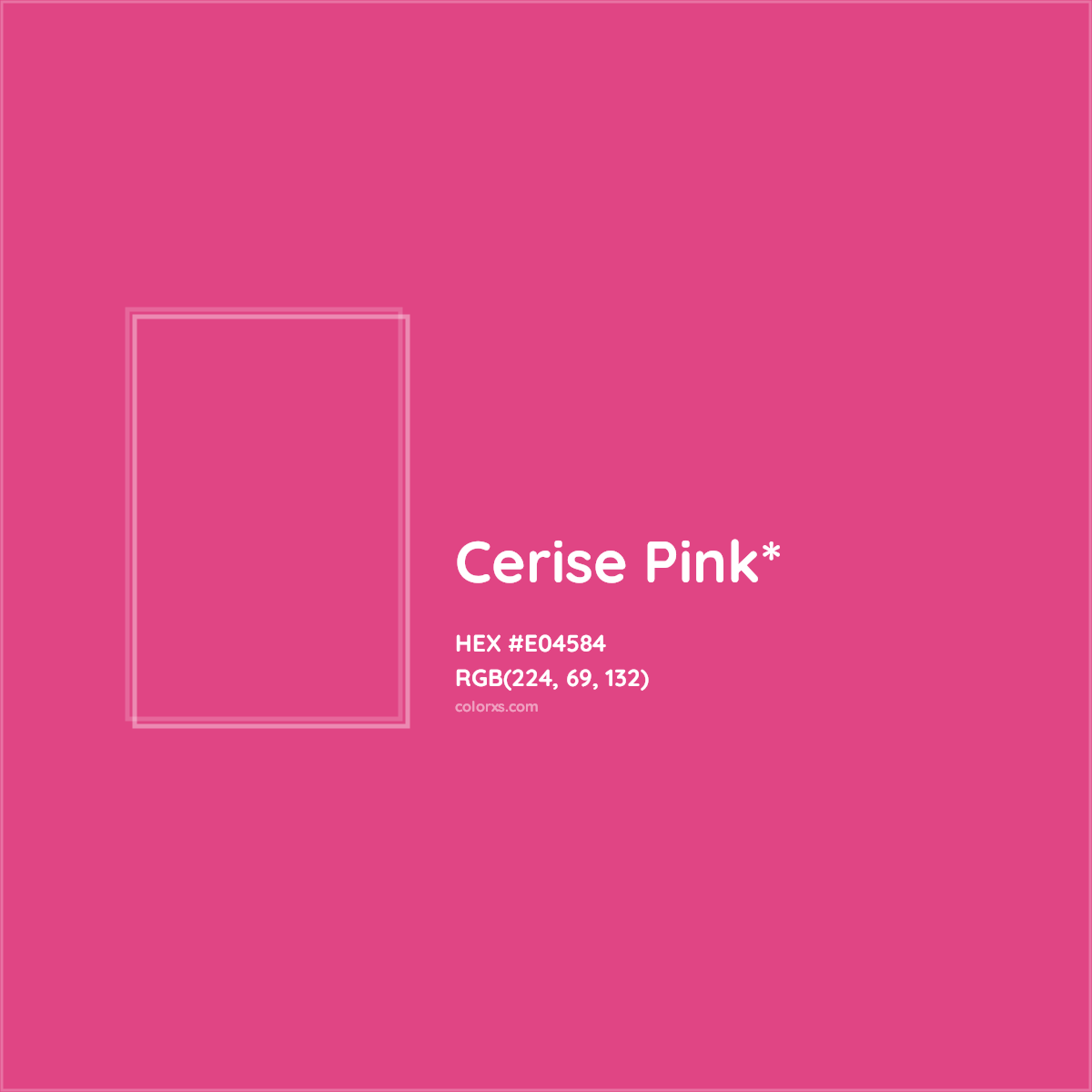 #E04584 hex color. RGB, RYB, CMYK, HSL, HSV codes and color conversions. Matching color names, palettes, paints.