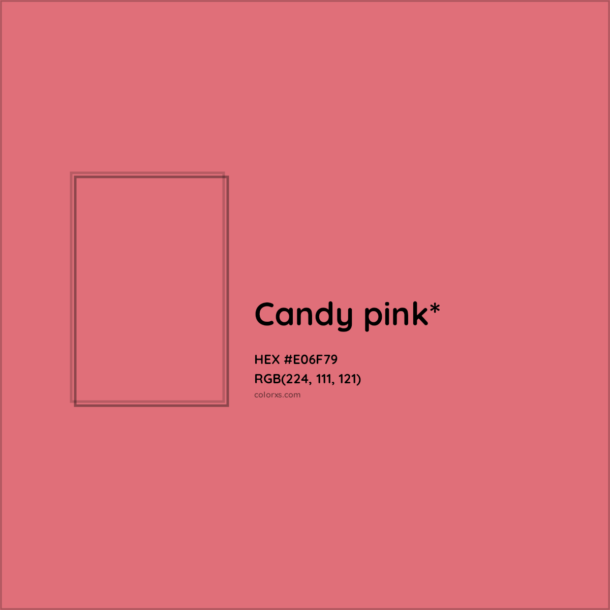 #E06F79 hex color. RGB, RYB, CMYK, HSL, HSV codes and color conversions. Matching color names, palettes, paints.