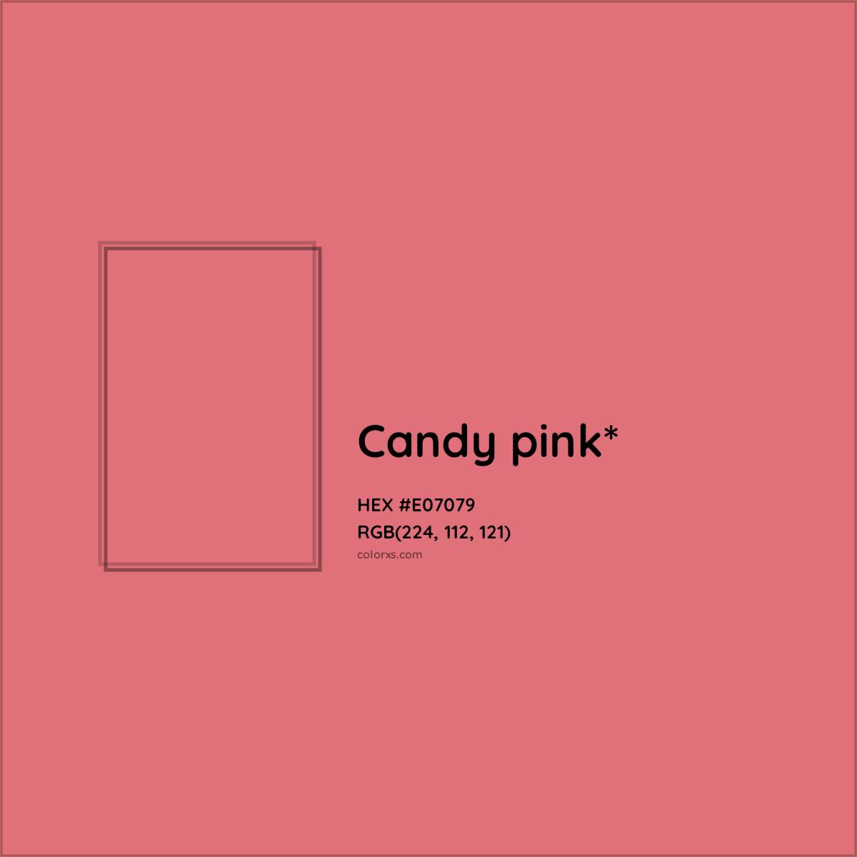 #E07079 hex color. RGB, RYB, CMYK, HSL, HSV codes and color conversions. Matching color names, palettes, paints.