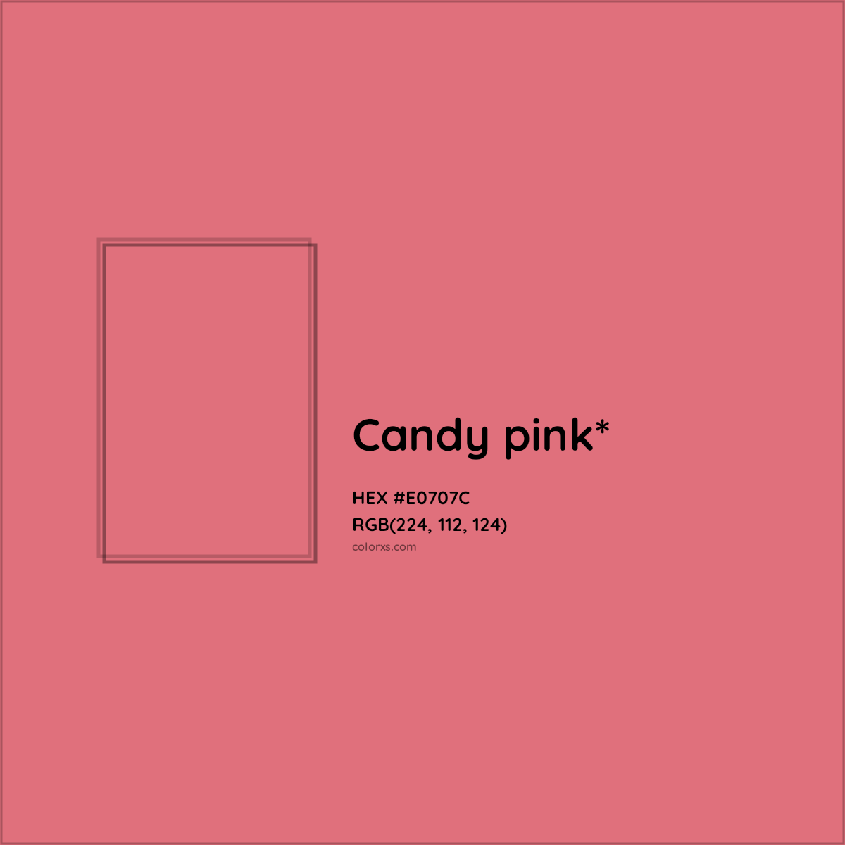 #E0707C hex color. RGB, RYB, CMYK, HSL, HSV codes and color conversions. Matching color names, palettes, paints.