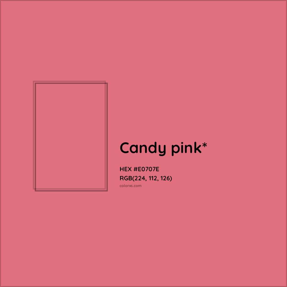 #E0707E hex color. RGB, RYB, CMYK, HSL, HSV codes and color conversions. Matching color names, palettes, paints.
