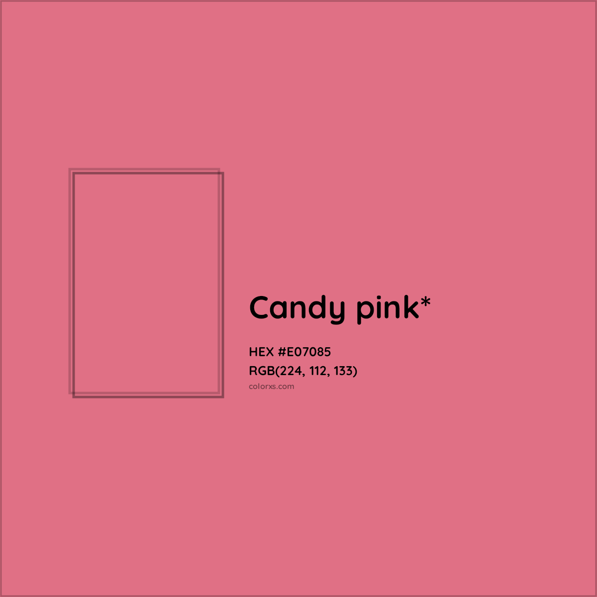 #E07085 hex color. RGB, RYB, CMYK, HSL, HSV codes and color conversions. Matching color names, palettes, paints.