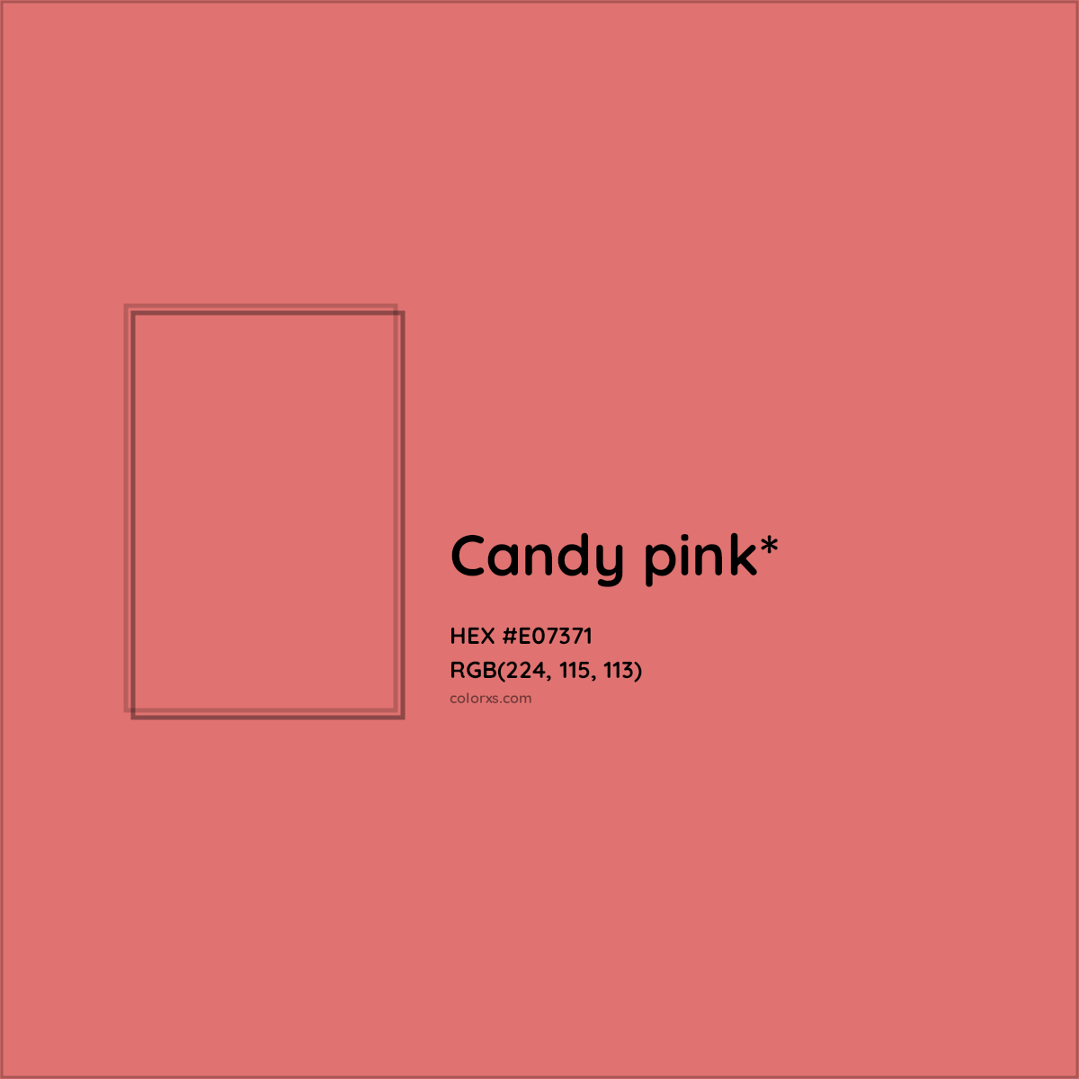 #E07371 hex color. RGB, RYB, CMYK, HSL, HSV codes and color conversions. Matching color names, palettes, paints.