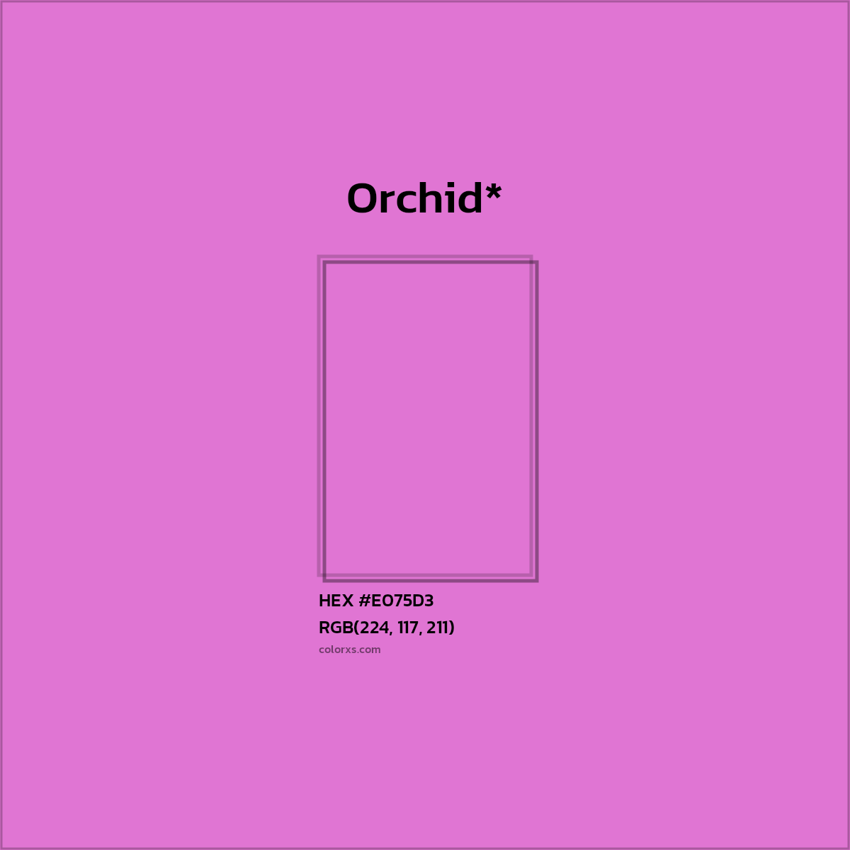 #E075D3 hex color. RGB, RYB, CMYK, HSL, HSV codes and color conversions. Matching color names, palettes, paints.