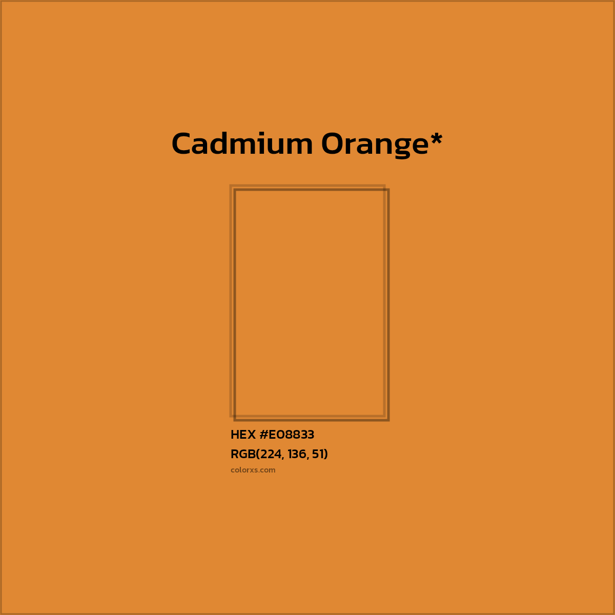 #E08833 hex color. RGB, RYB, CMYK, HSL, HSV codes and color conversions. Matching color names, palettes, paints.