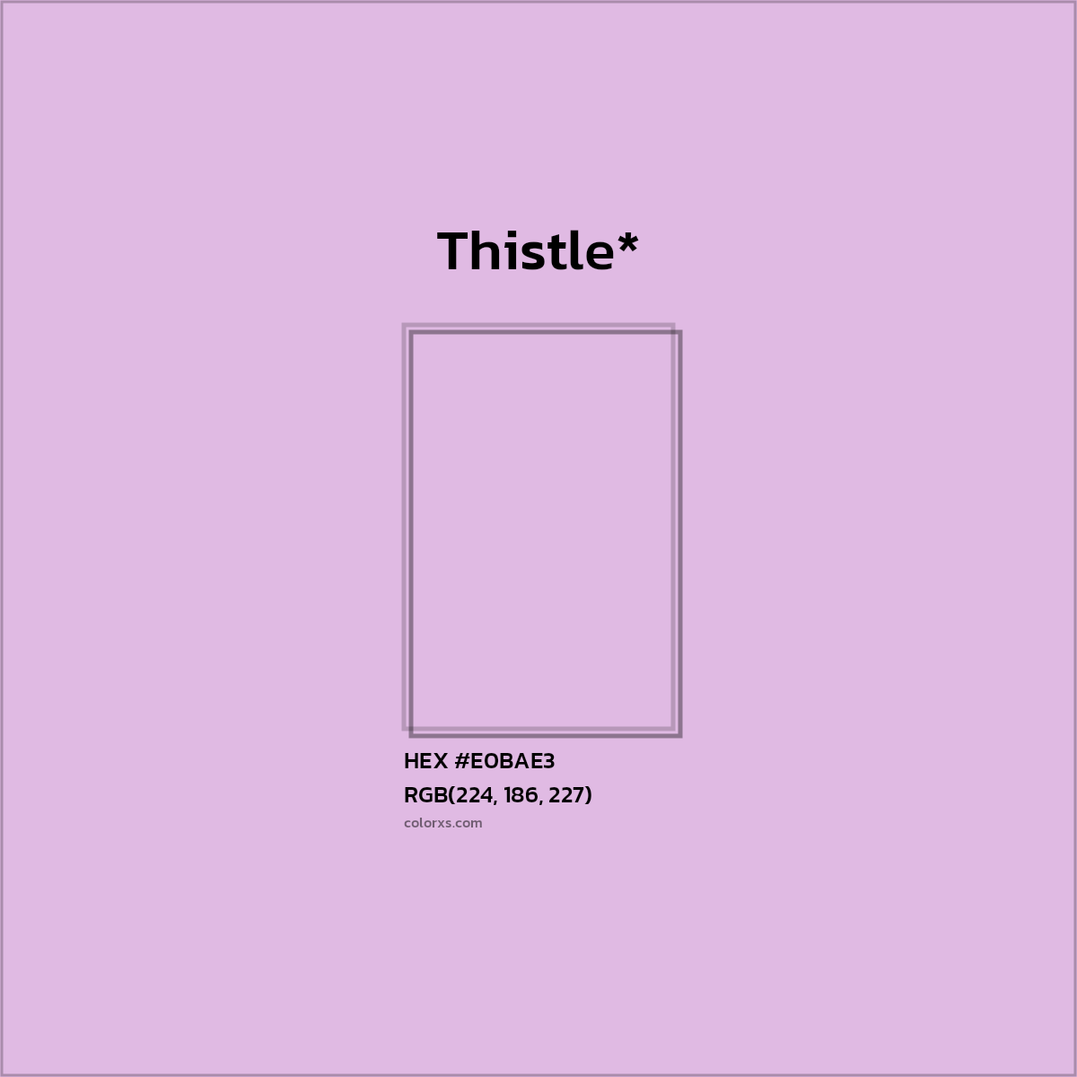 #E0BAE3 hex color. RGB, RYB, CMYK, HSL, HSV codes and color conversions. Matching color names, palettes, paints.