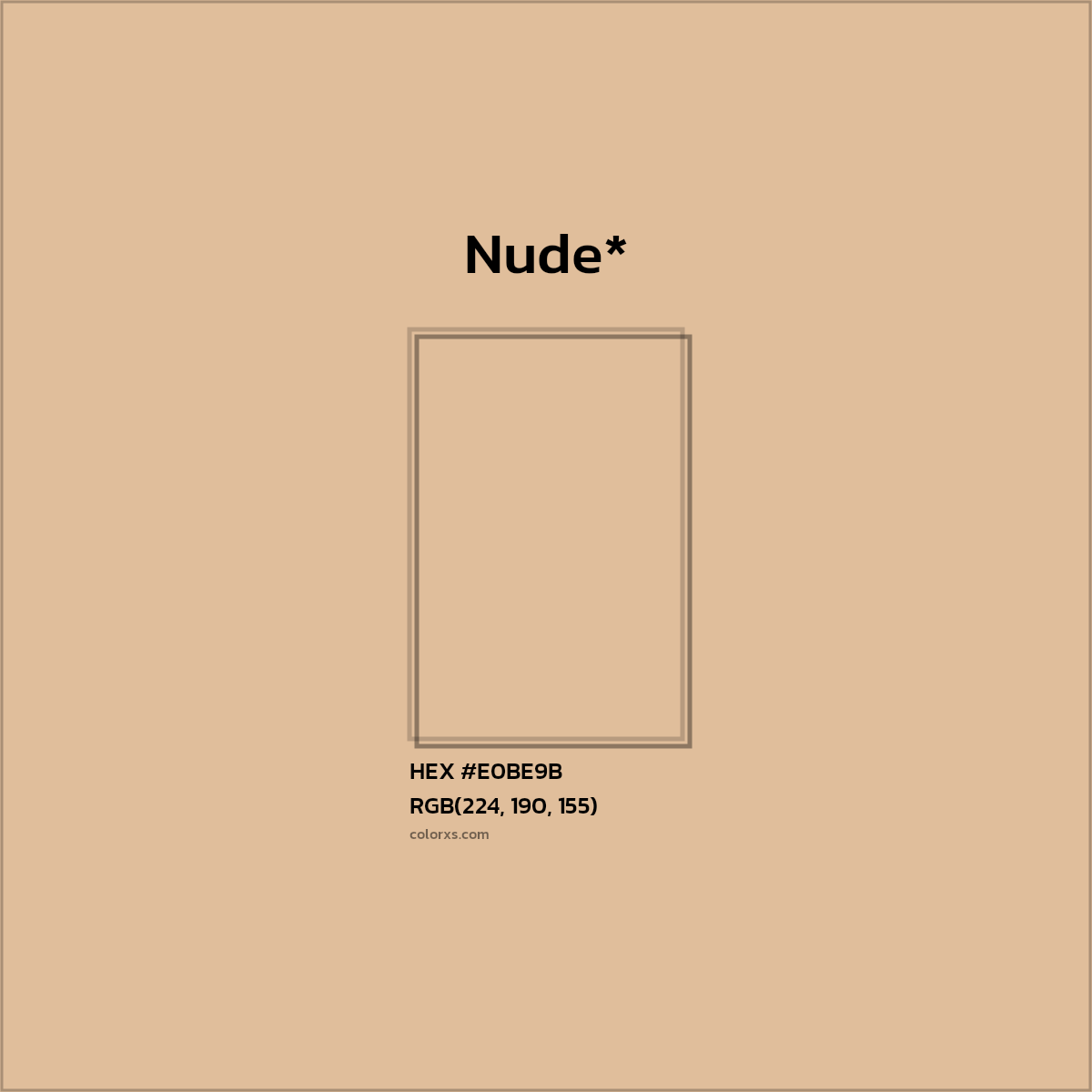 #E0BE9B hex color. RGB, RYB, CMYK, HSL, HSV codes and color conversions. Matching color names, palettes, paints.