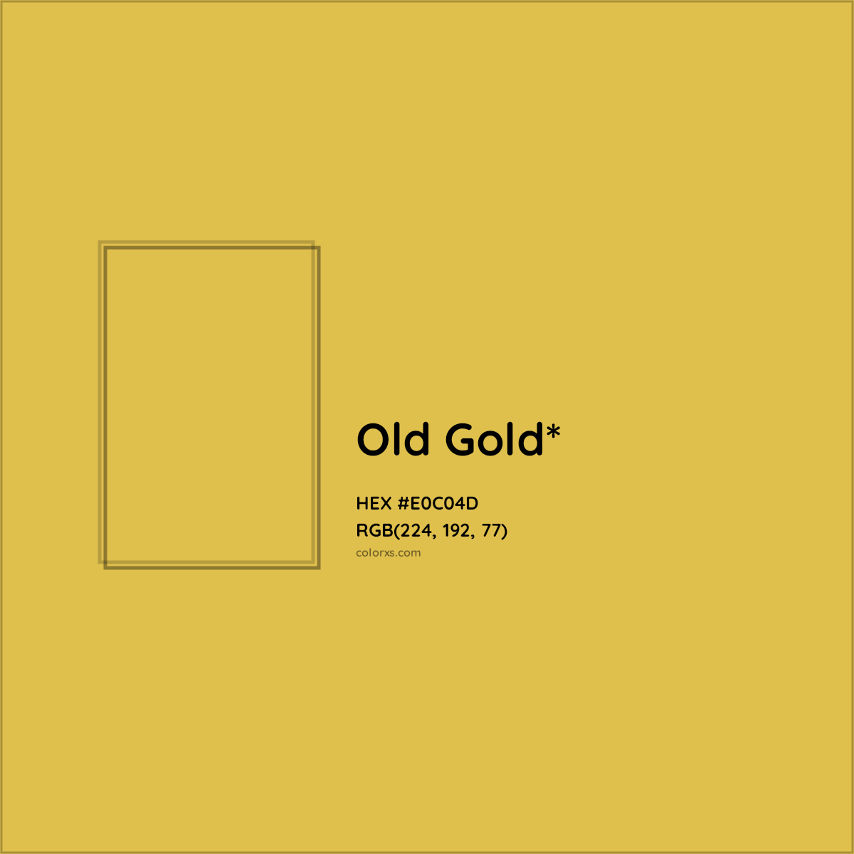 #E0C04D hex color. RGB, RYB, CMYK, HSL, HSV codes and color conversions. Matching color names, palettes, paints.