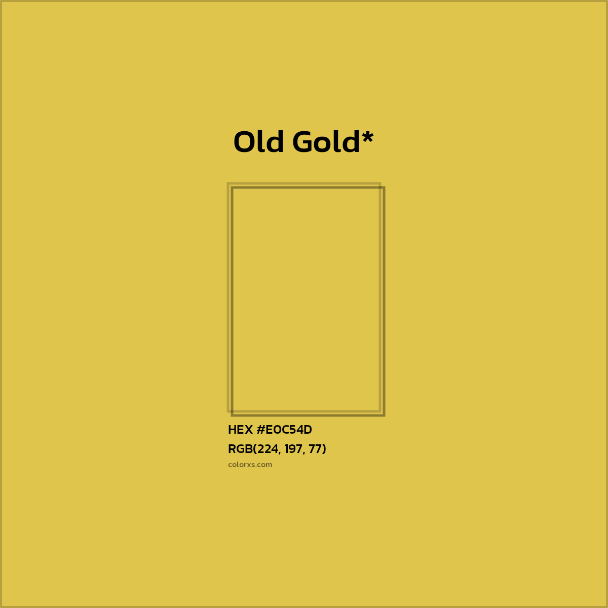 #E0C54D hex color. RGB, RYB, CMYK, HSL, HSV codes and color conversions. Matching color names, palettes, paints.