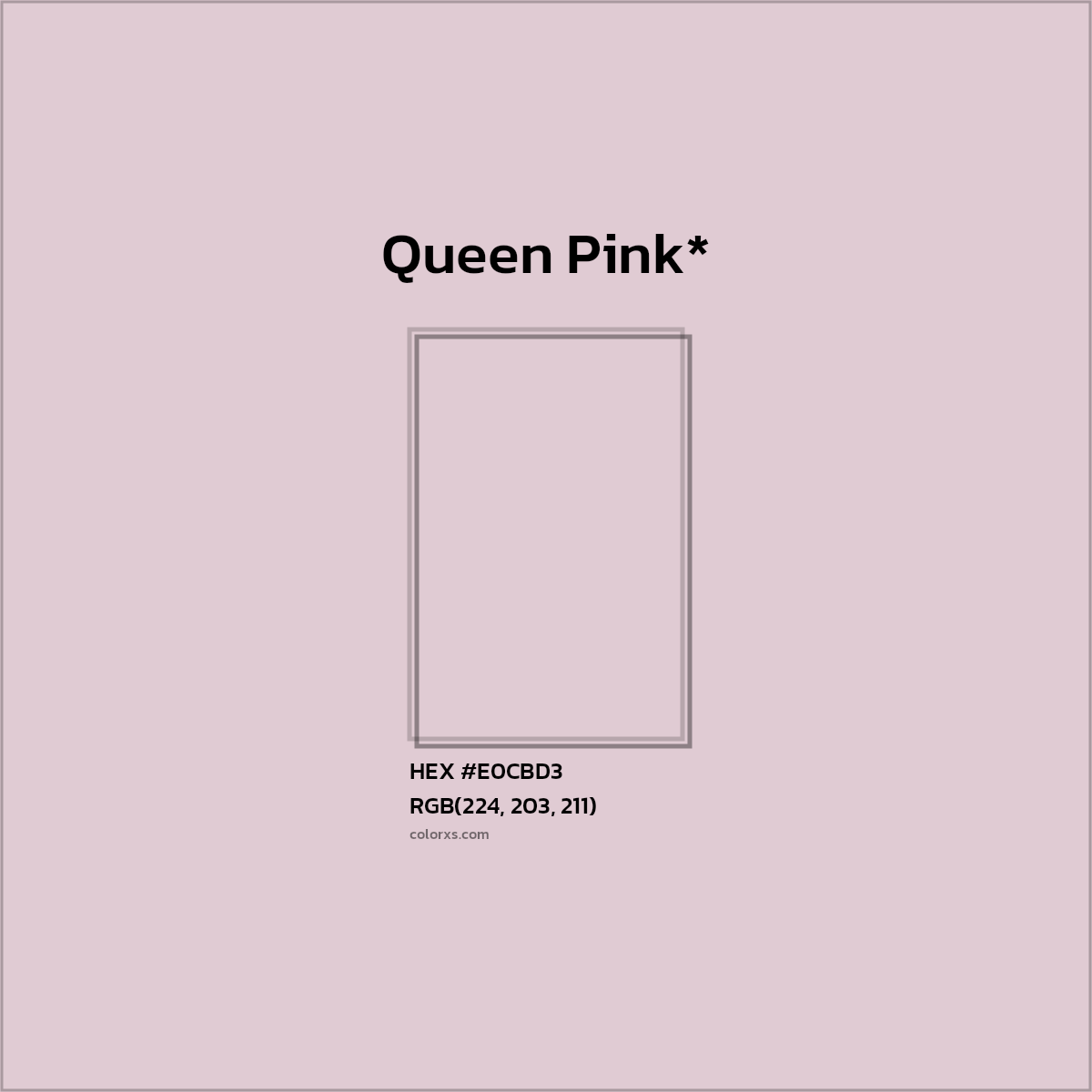 #E0CBD3 hex color. RGB, RYB, CMYK, HSL, HSV codes and color conversions. Matching color names, palettes, paints.