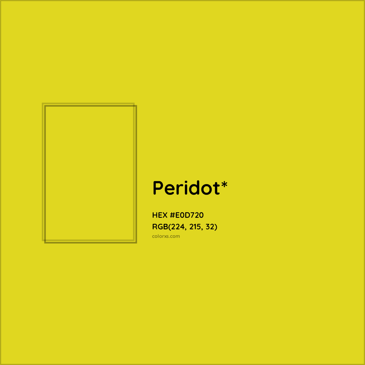 #E0D720 hex color. RGB, RYB, CMYK, HSL, HSV codes and color conversions. Matching color names, palettes, paints.
