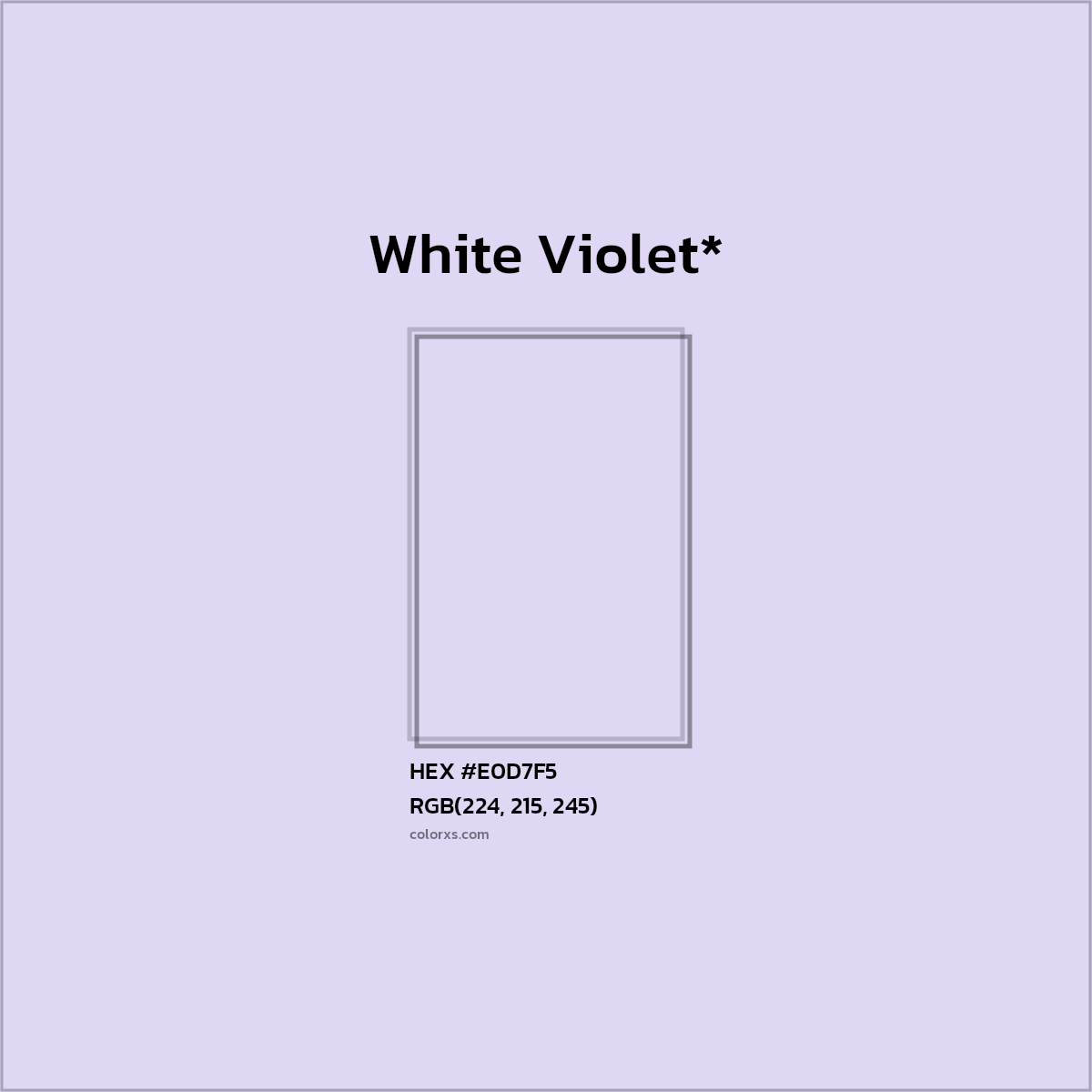#E0D7F5 hex color. RGB, RYB, CMYK, HSL, HSV codes and color conversions. Matching color names, palettes, paints.