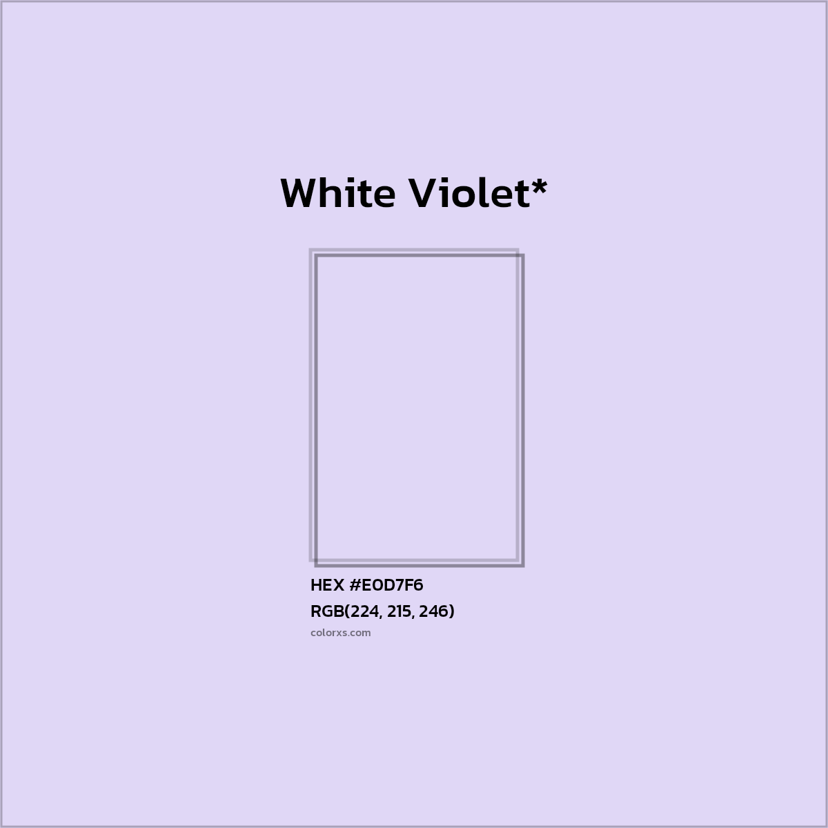 #E0D7F6 hex color. RGB, RYB, CMYK, HSL, HSV codes and color conversions. Matching color names, palettes, paints.