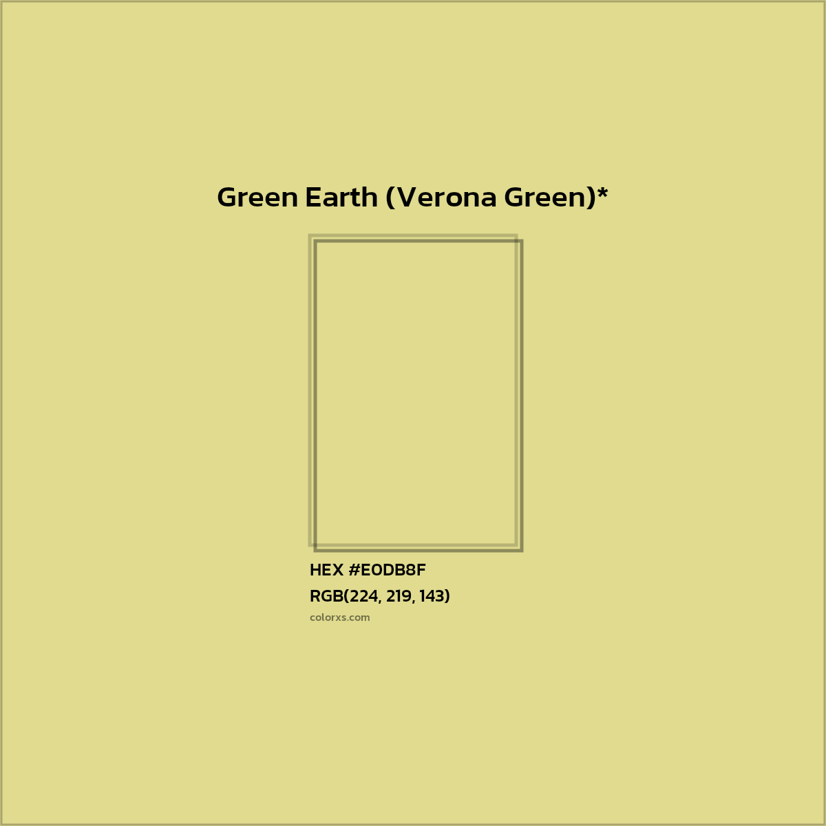 #E0DB8F hex color. RGB, RYB, CMYK, HSL, HSV codes and color conversions. Matching color names, palettes, paints.