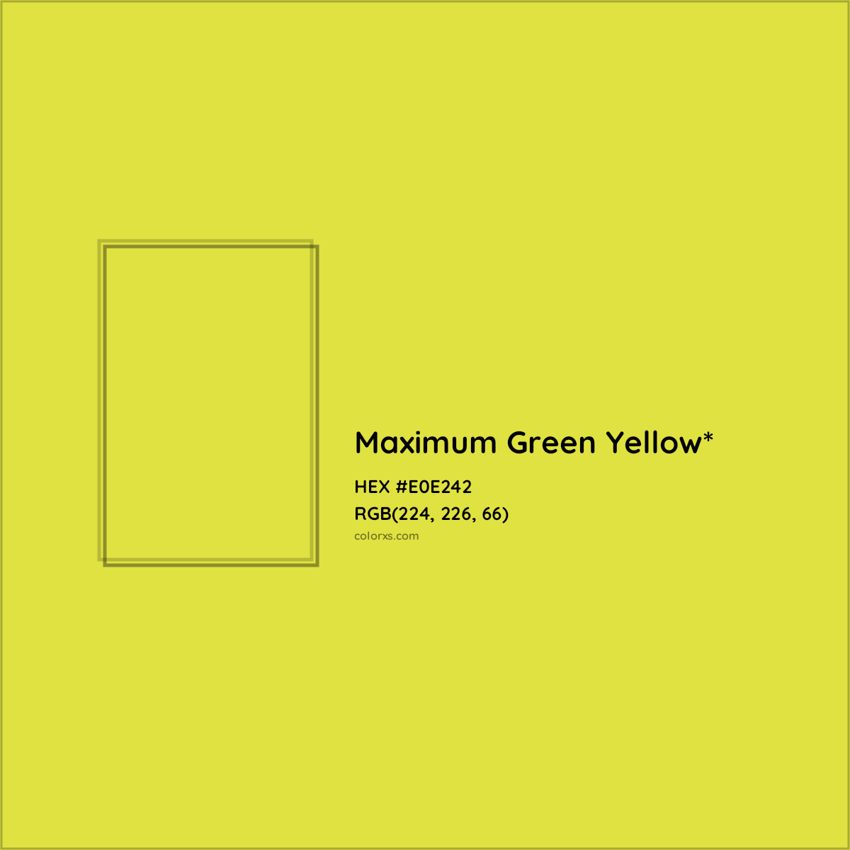 #E0E242 hex color. RGB, RYB, CMYK, HSL, HSV codes and color conversions. Matching color names, palettes, paints.