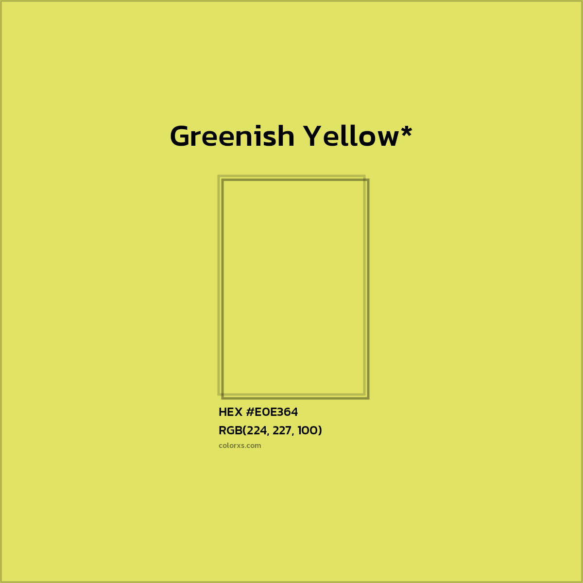 #E0E364 hex color. RGB, RYB, CMYK, HSL, HSV codes and color conversions. Matching color names, palettes, paints.