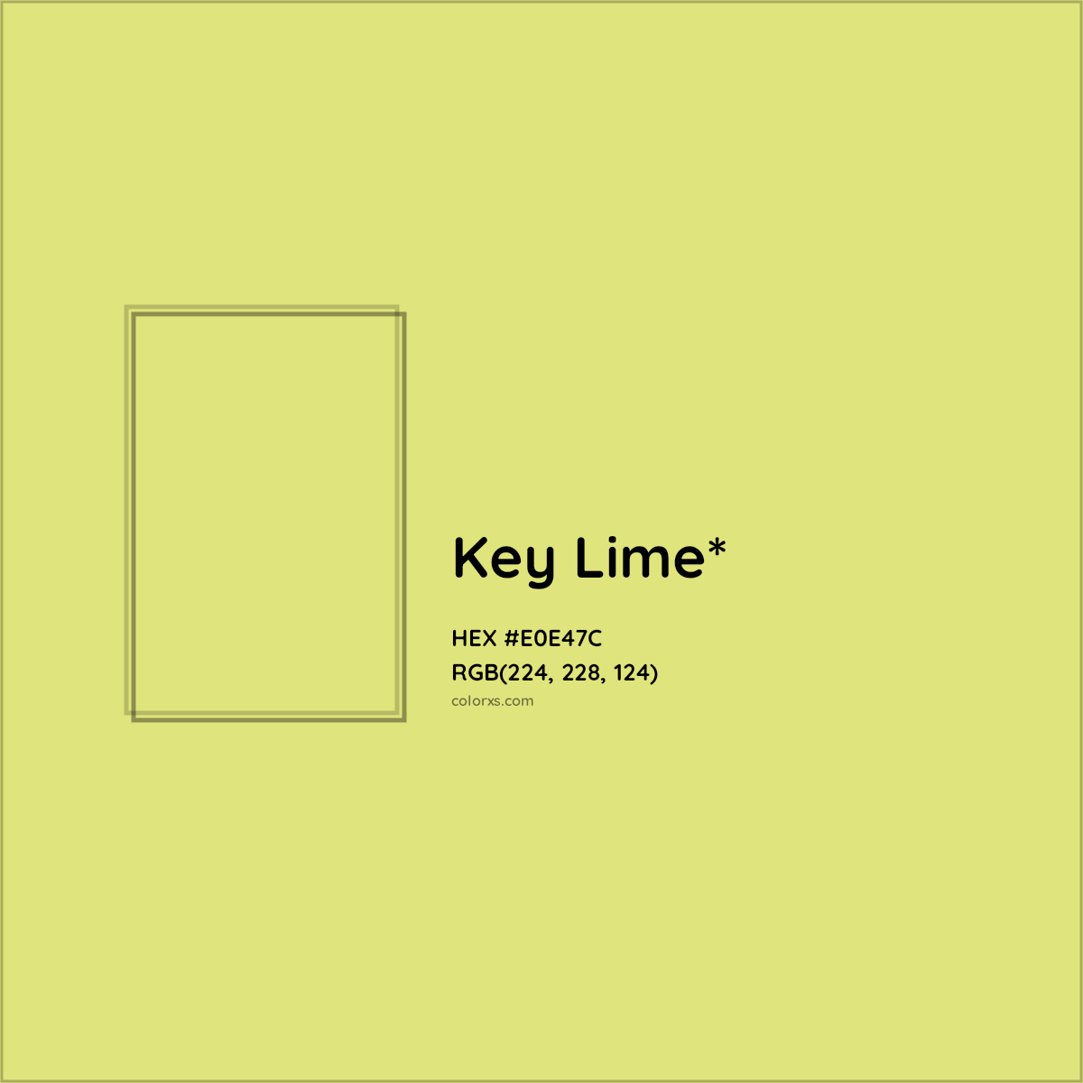 #E0E47C hex color. RGB, RYB, CMYK, HSL, HSV codes and color conversions. Matching color names, palettes, paints.