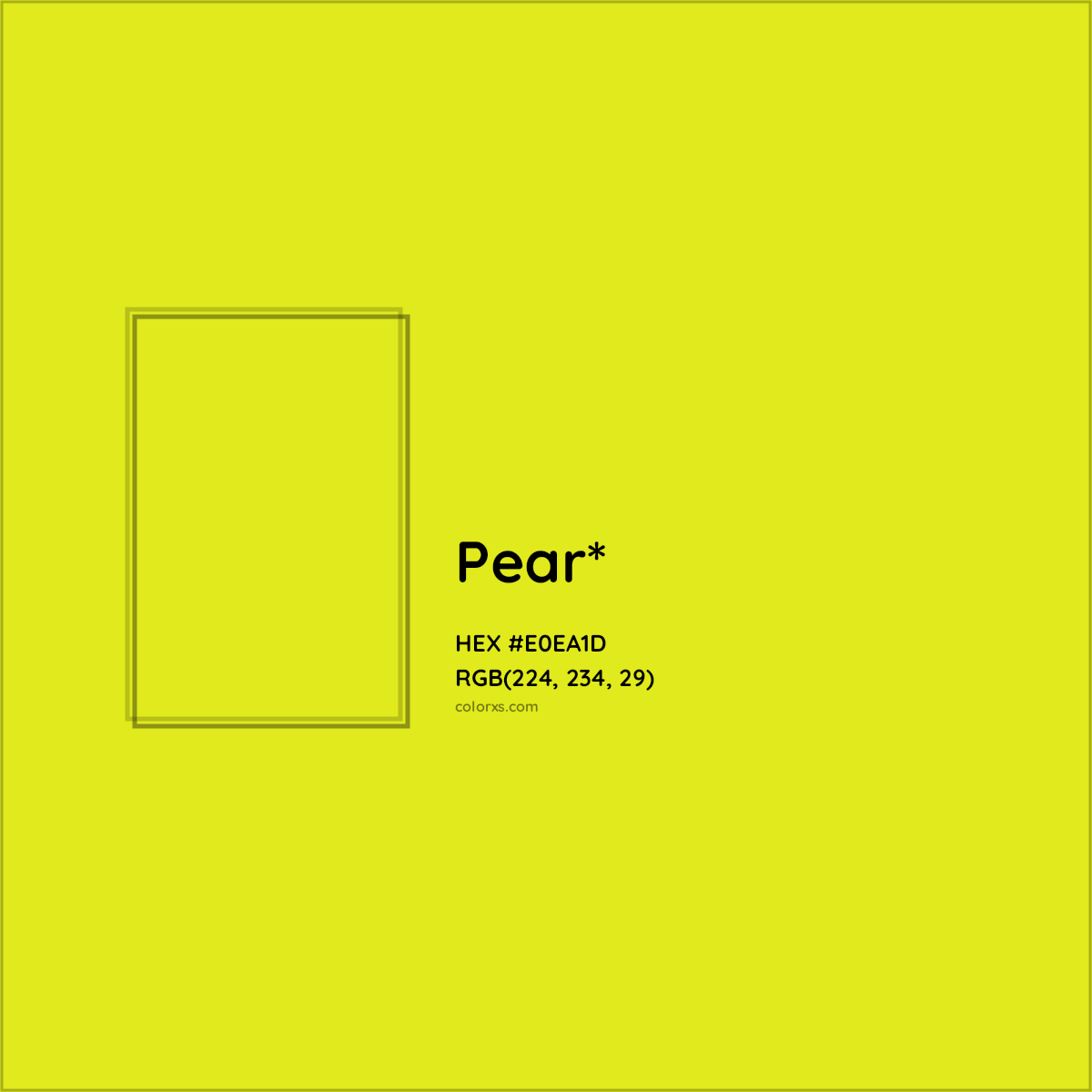 #E0EA1D hex color. RGB, RYB, CMYK, HSL, HSV codes and color conversions. Matching color names, palettes, paints.