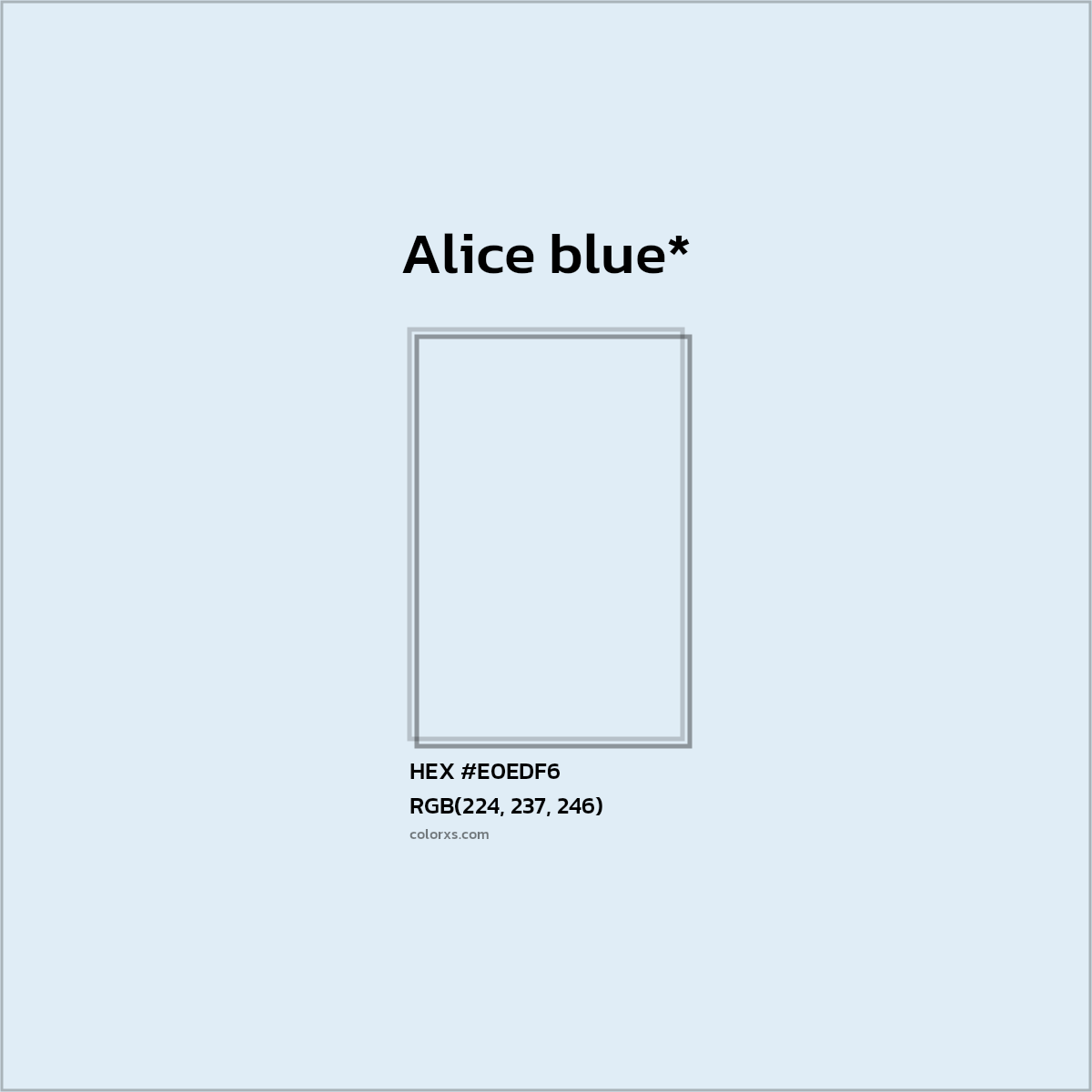 #E0EDF6 hex color. RGB, RYB, CMYK, HSL, HSV codes and color conversions. Matching color names, palettes, paints.