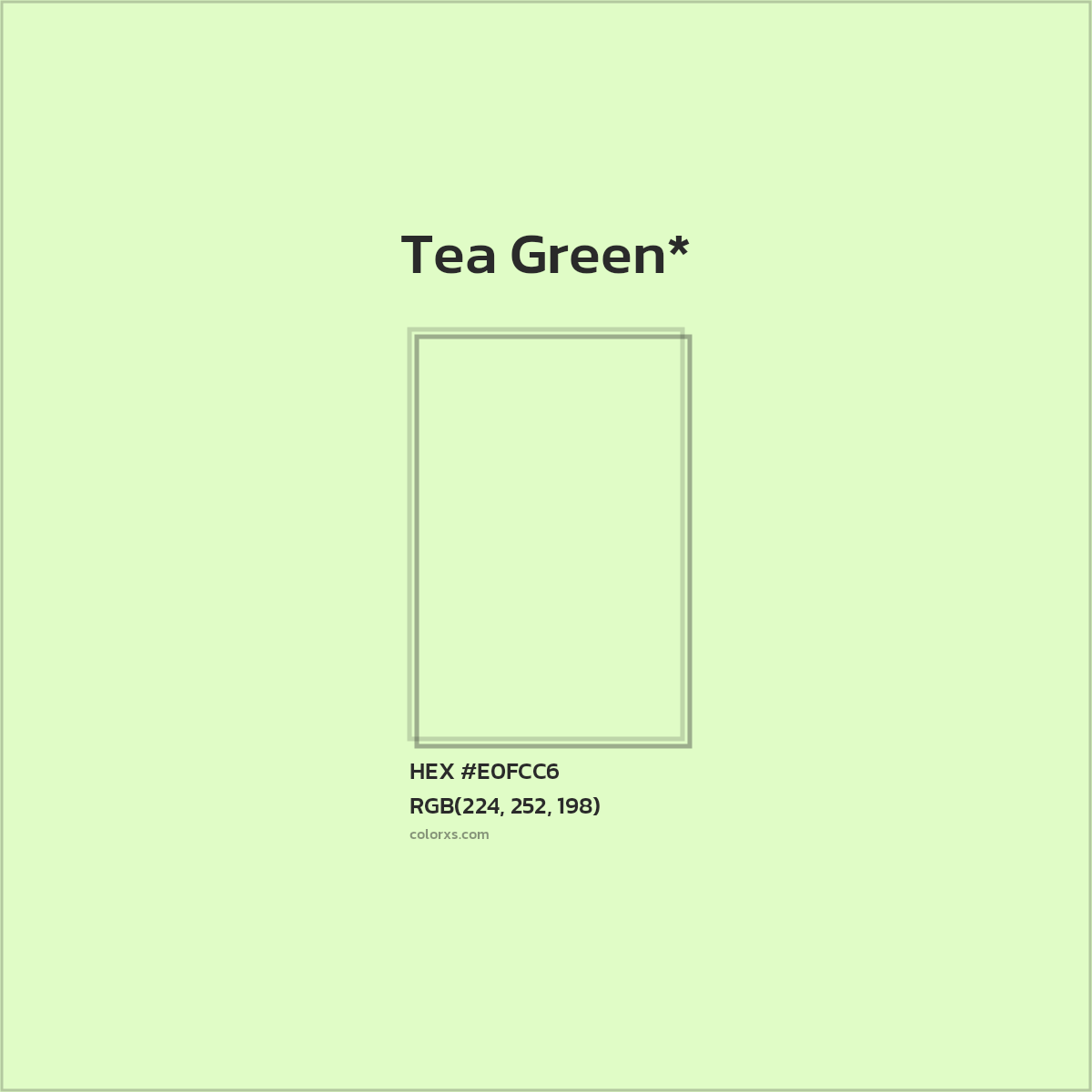 #E0FCC6 hex color. RGB, RYB, CMYK, HSL, HSV codes and color conversions. Matching color names, palettes, paints.