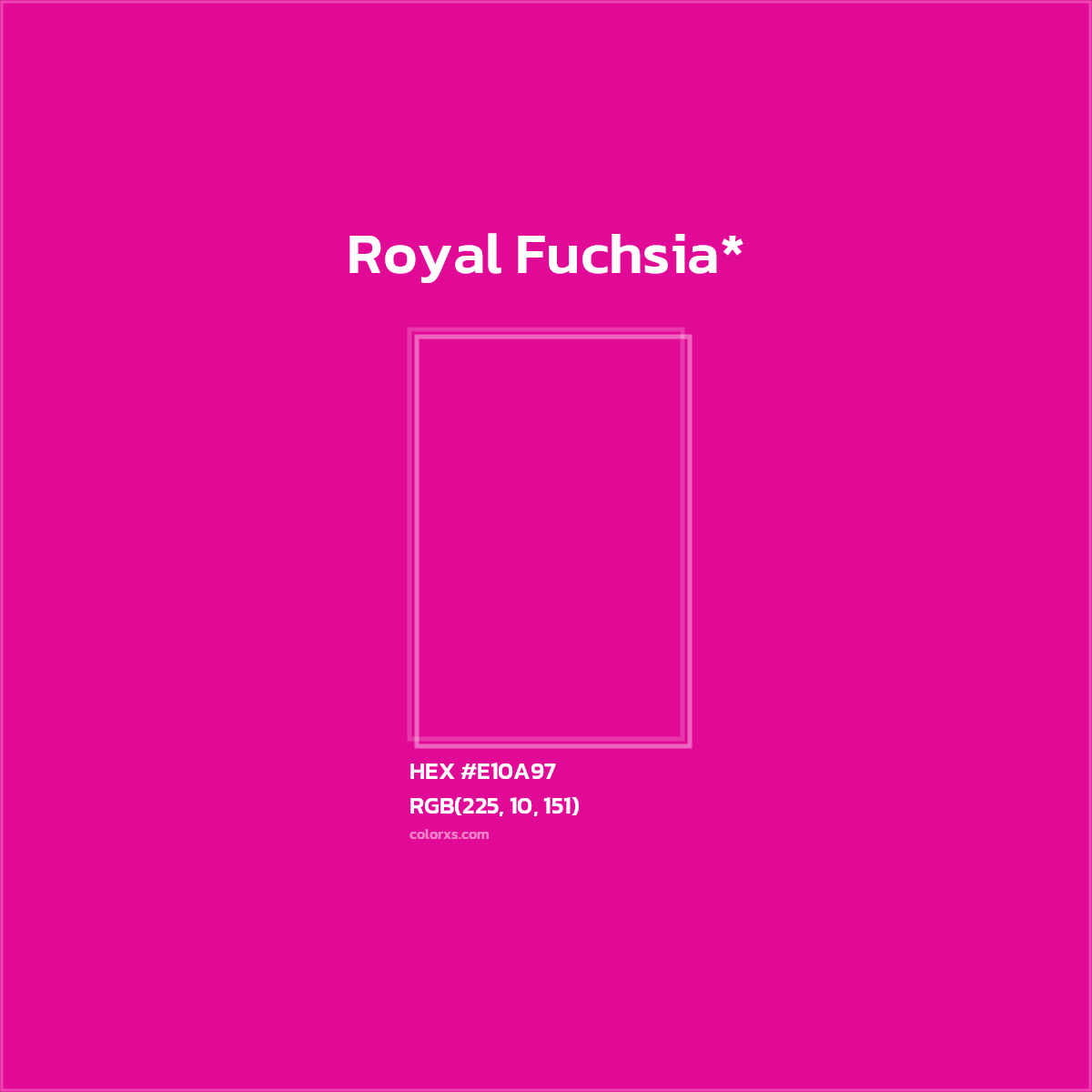 #E10A97 hex color. RGB, RYB, CMYK, HSL, HSV codes and color conversions. Matching color names, palettes, paints.