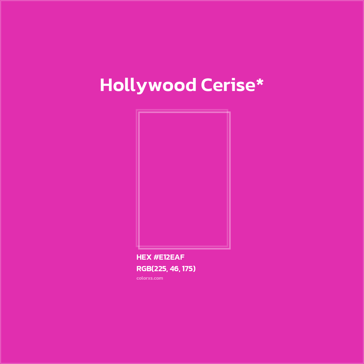 #E12EAF hex color. RGB, RYB, CMYK, HSL, HSV codes and color conversions. Matching color names, palettes, paints.