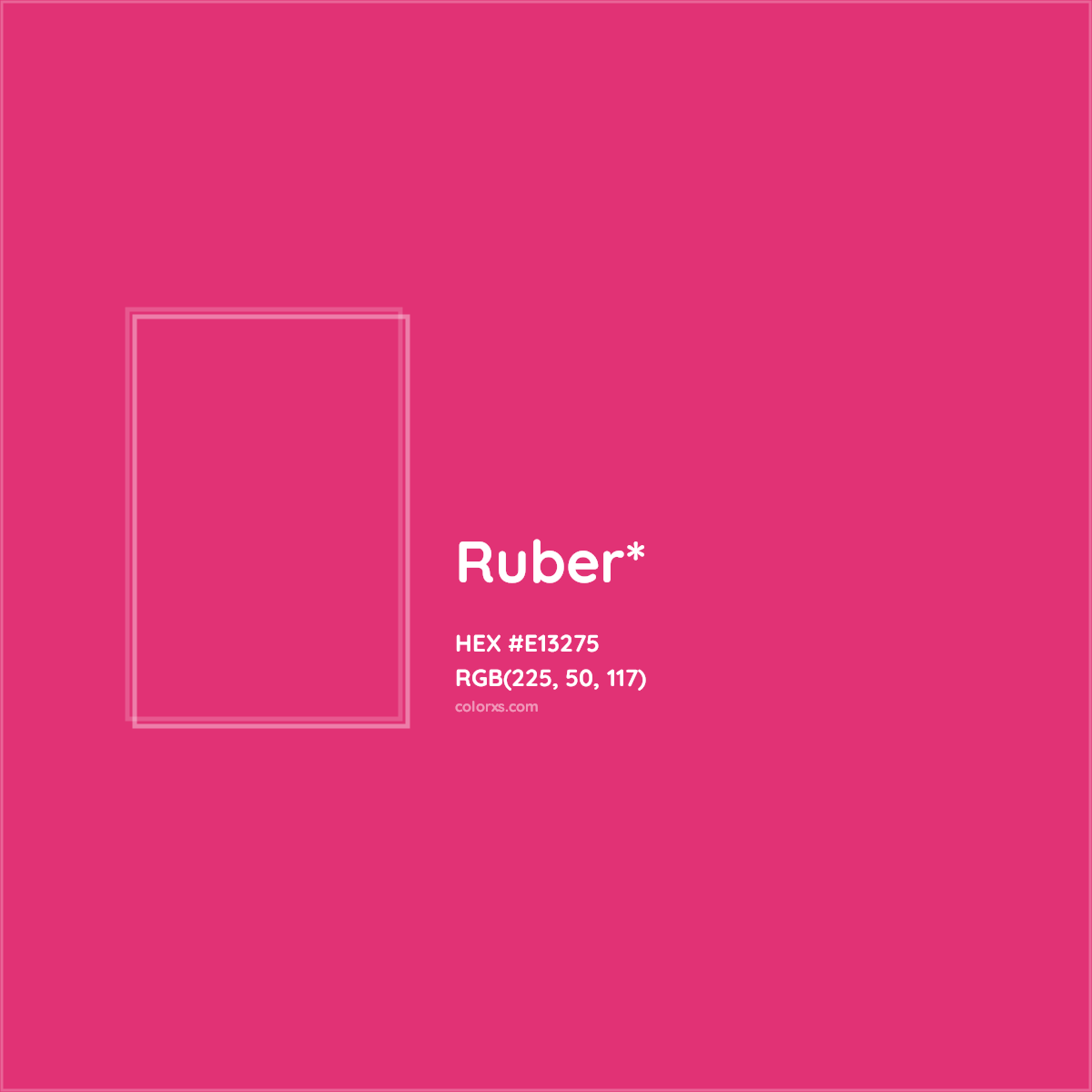 #E13275 hex color. RGB, RYB, CMYK, HSL, HSV codes and color conversions. Matching color names, palettes, paints.