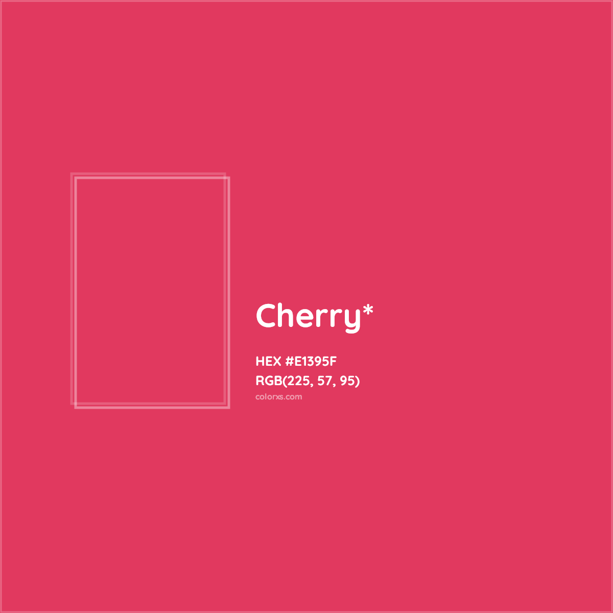 #E1395F hex color. RGB, RYB, CMYK, HSL, HSV codes and color conversions. Matching color names, palettes, paints.