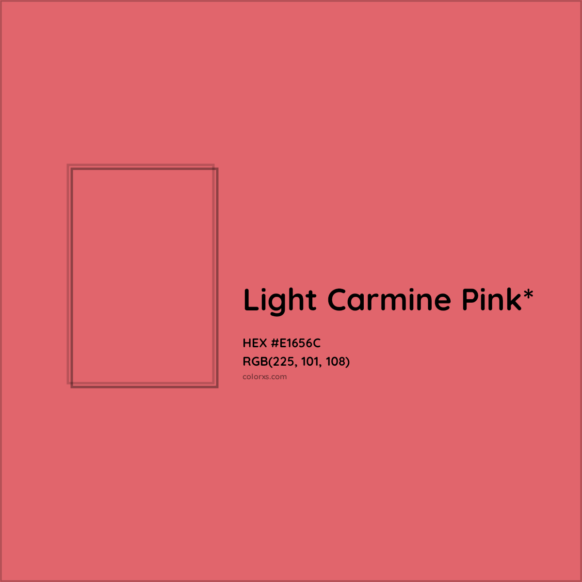 #E1656C hex color. RGB, RYB, CMYK, HSL, HSV codes and color conversions. Matching color names, palettes, paints.