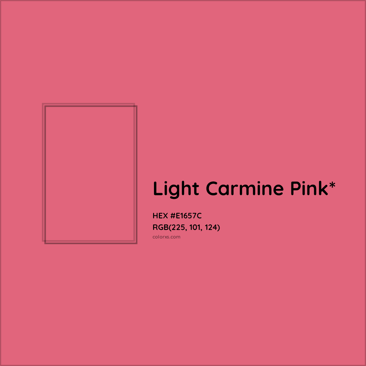 #E1657C hex color. RGB, RYB, CMYK, HSL, HSV codes and color conversions. Matching color names, palettes, paints.