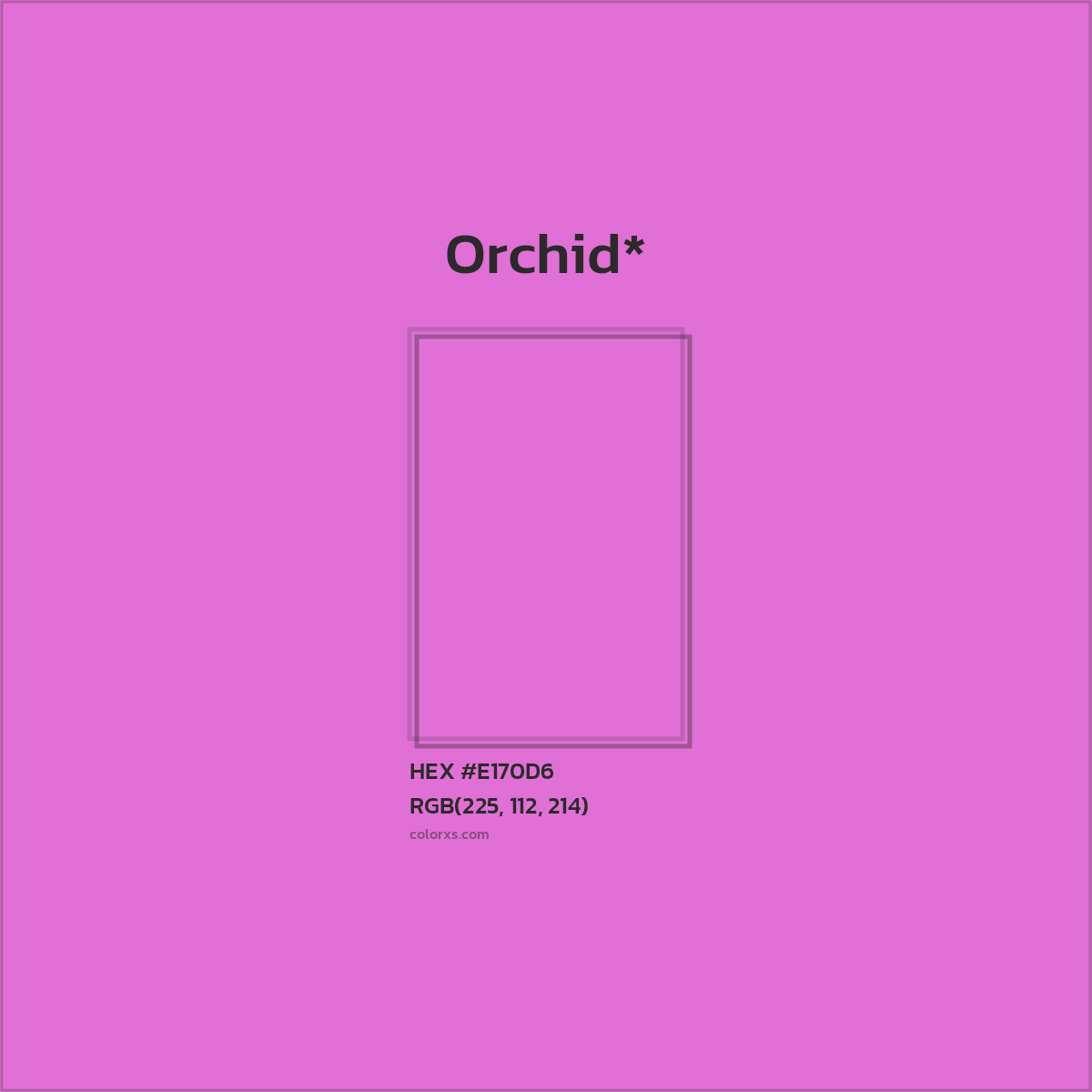 #E170D6 hex color. RGB, RYB, CMYK, HSL, HSV codes and color conversions. Matching color names, palettes, paints.