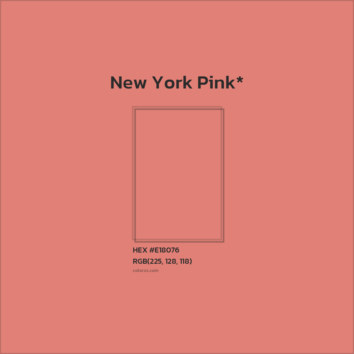 #E18076 hex color. RGB, RYB, CMYK, HSL, HSV codes and color conversions. Matching color names, palettes, paints.