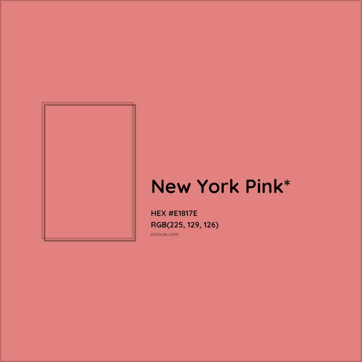 #E1817E hex color. RGB, RYB, CMYK, HSL, HSV codes and color conversions. Matching color names, palettes, paints.