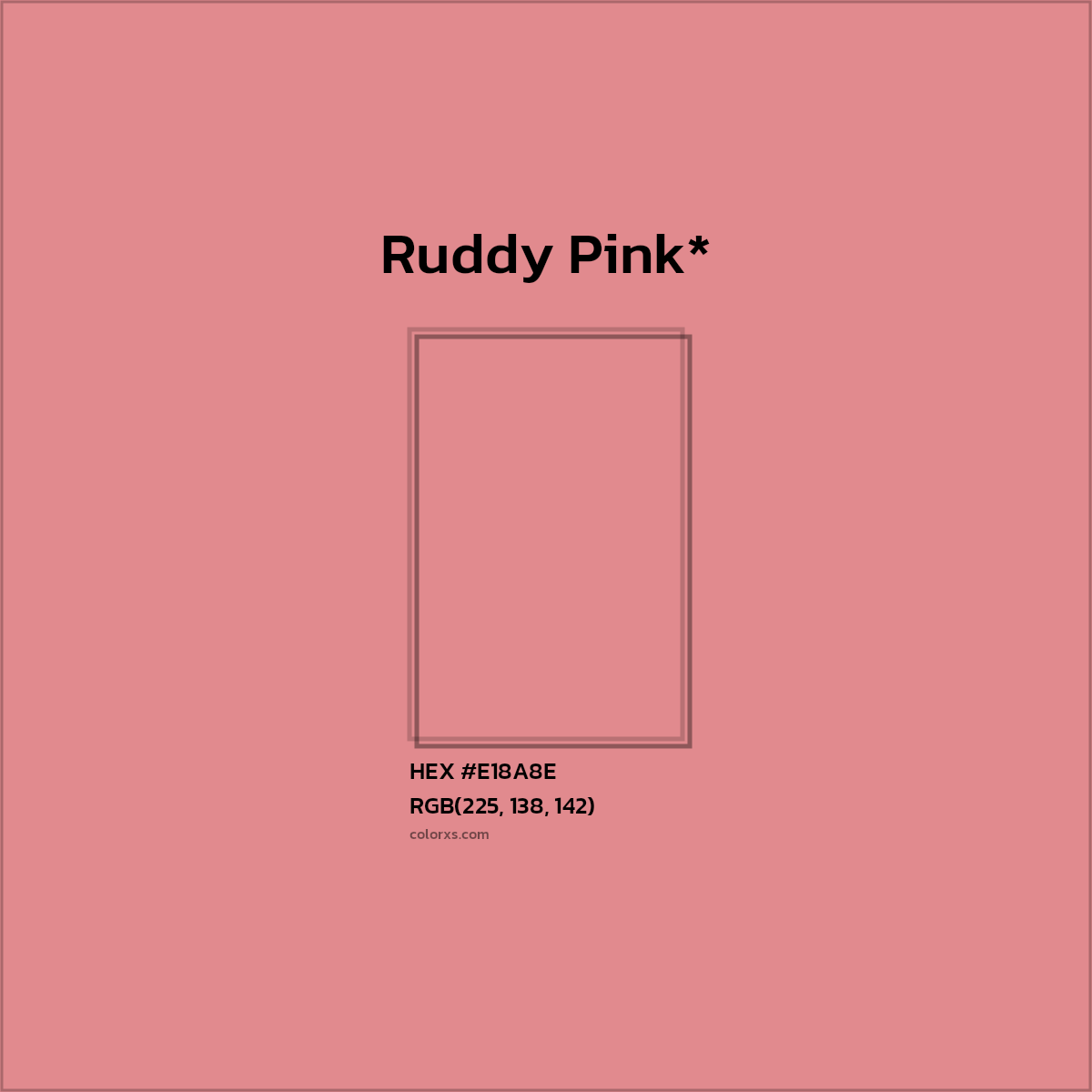 #E18A8E hex color. RGB, RYB, CMYK, HSL, HSV codes and color conversions. Matching color names, palettes, paints.