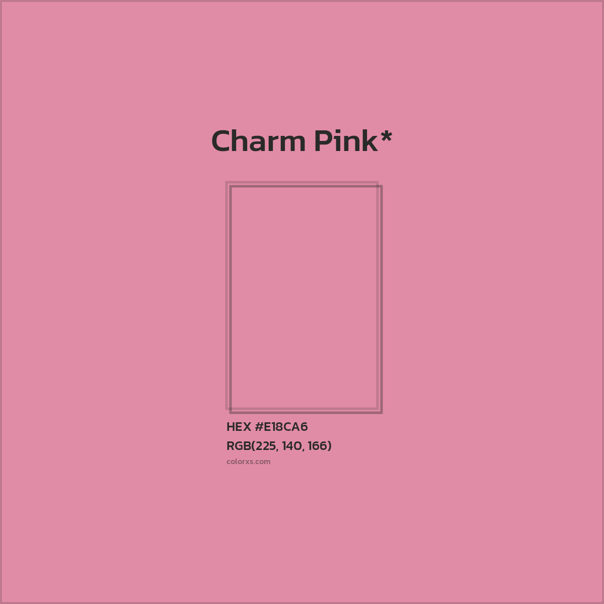 #E18CA6 hex color. RGB, RYB, CMYK, HSL, HSV codes and color conversions. Matching color names, palettes, paints.