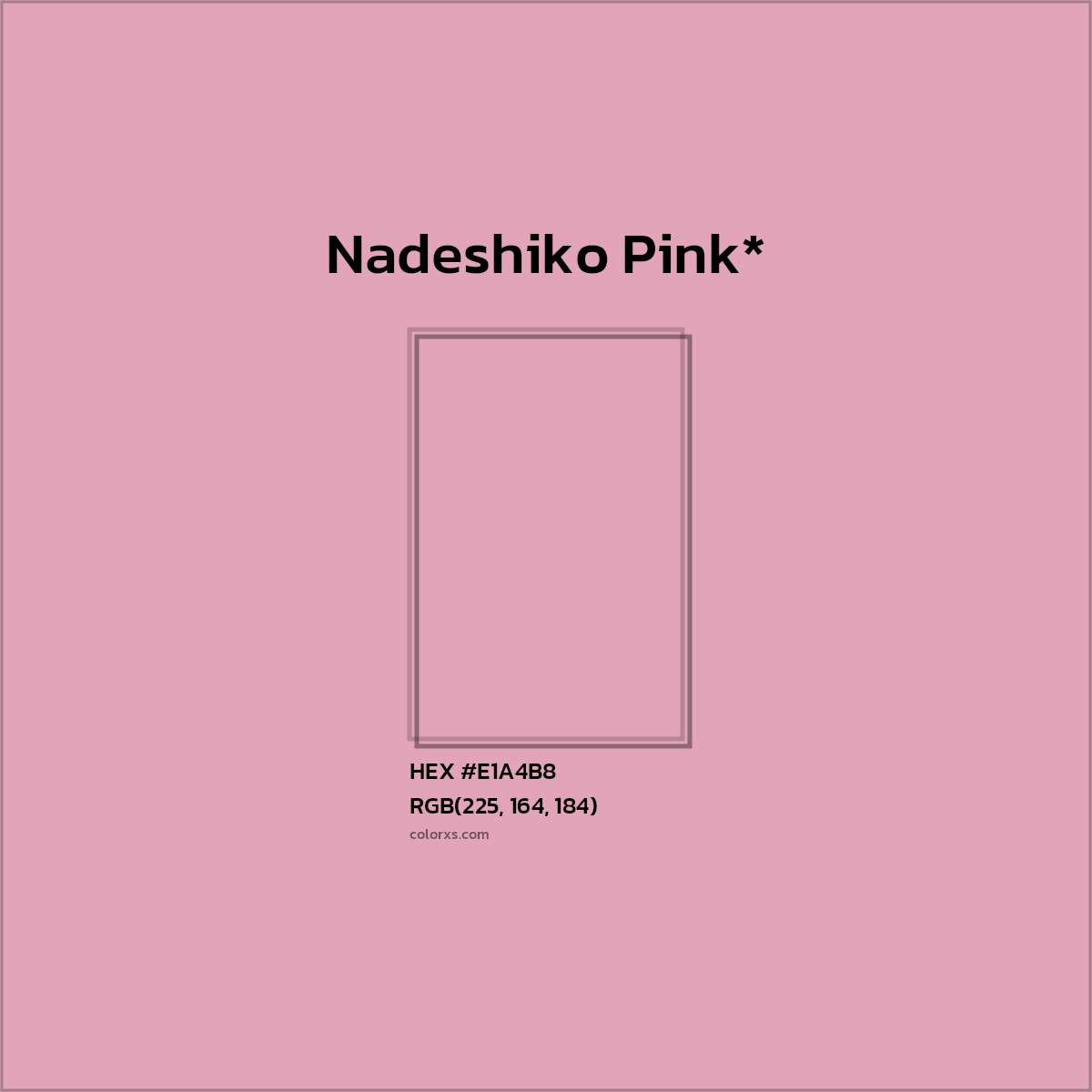 #E1A4B8 hex color. RGB, RYB, CMYK, HSL, HSV codes and color conversions. Matching color names, palettes, paints.