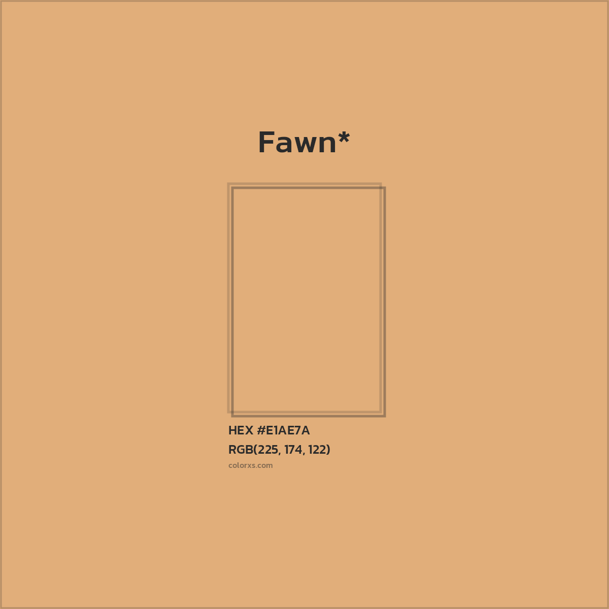 #E1AE7A hex color. RGB, RYB, CMYK, HSL, HSV codes and color conversions. Matching color names, palettes, paints.