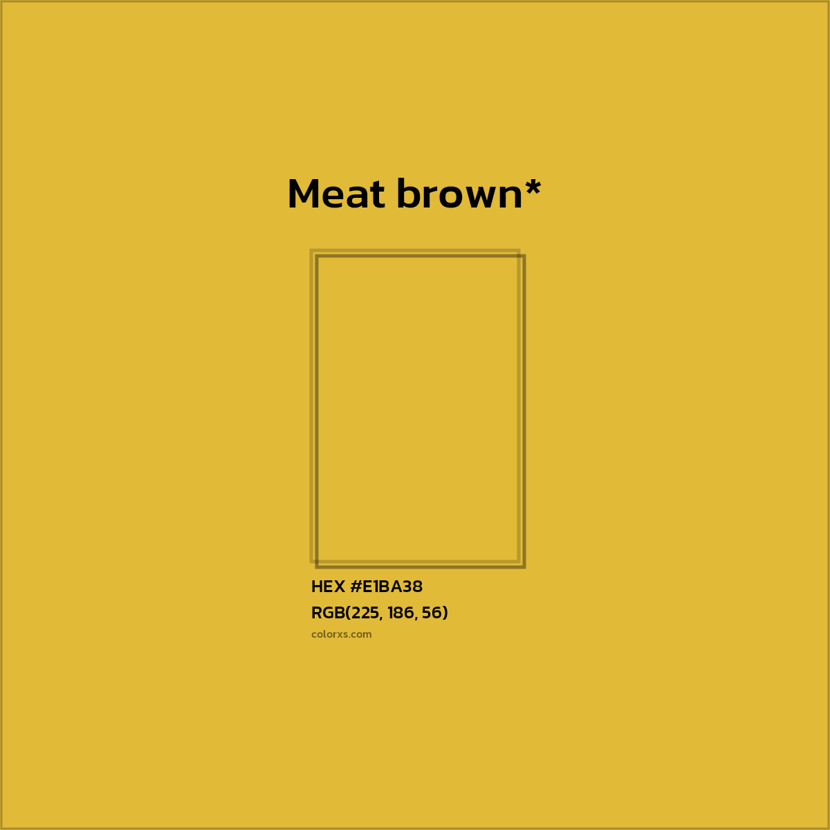 #E1BA38 hex color. RGB, RYB, CMYK, HSL, HSV codes and color conversions. Matching color names, palettes, paints.