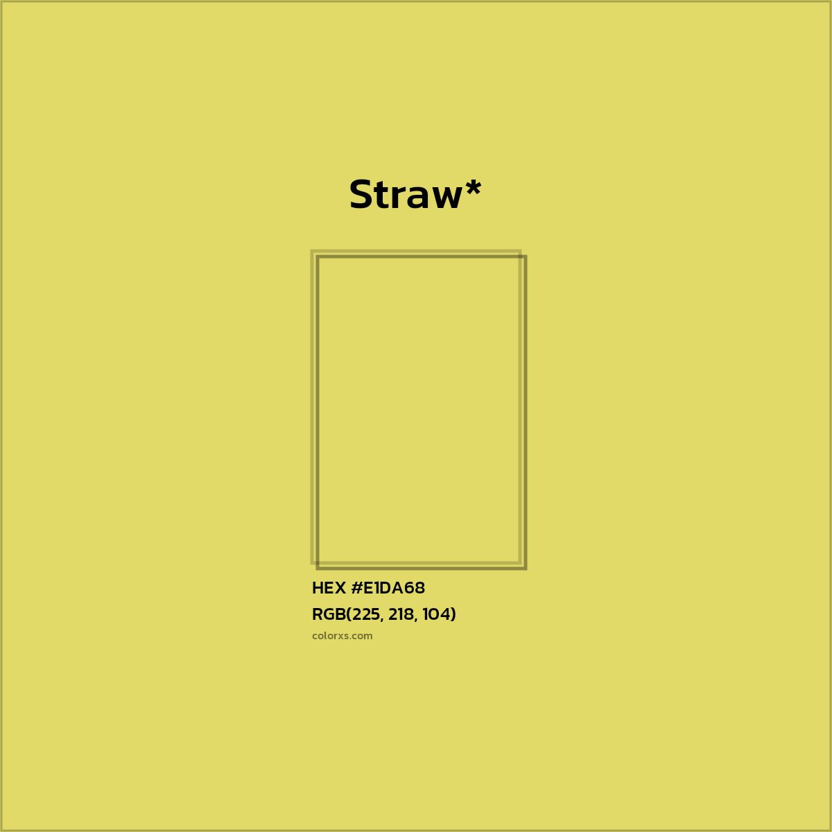 #E1DA68 hex color. RGB, RYB, CMYK, HSL, HSV codes and color conversions. Matching color names, palettes, paints.