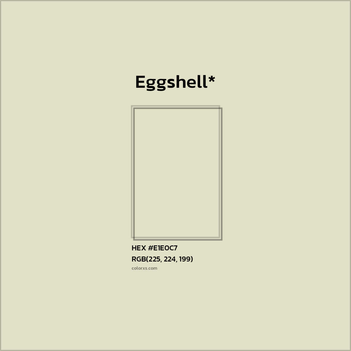 #E1E0C7 hex color. RGB, RYB, CMYK, HSL, HSV codes and color conversions. Matching color names, palettes, paints.