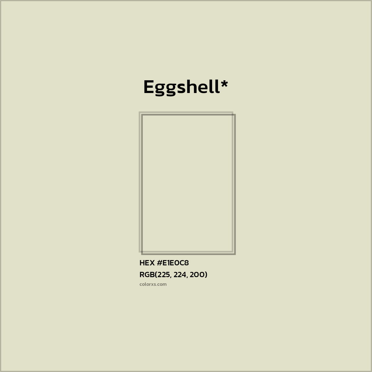 #E1E0C8 hex color. RGB, RYB, CMYK, HSL, HSV codes and color conversions. Matching color names, palettes, paints.